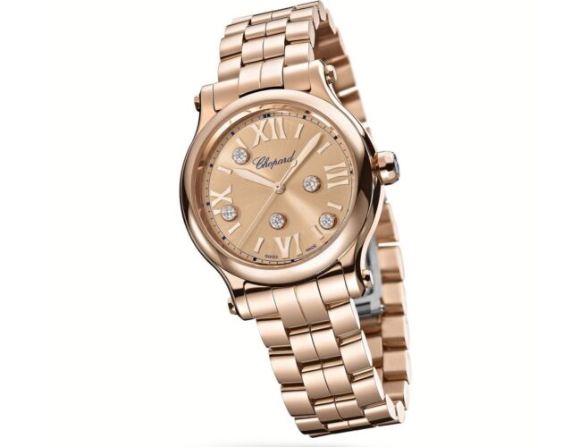 O relógio Chopard Happy Sport Chrono para mulher atinge o equilíbrio perfeito entre desportivo e elegante