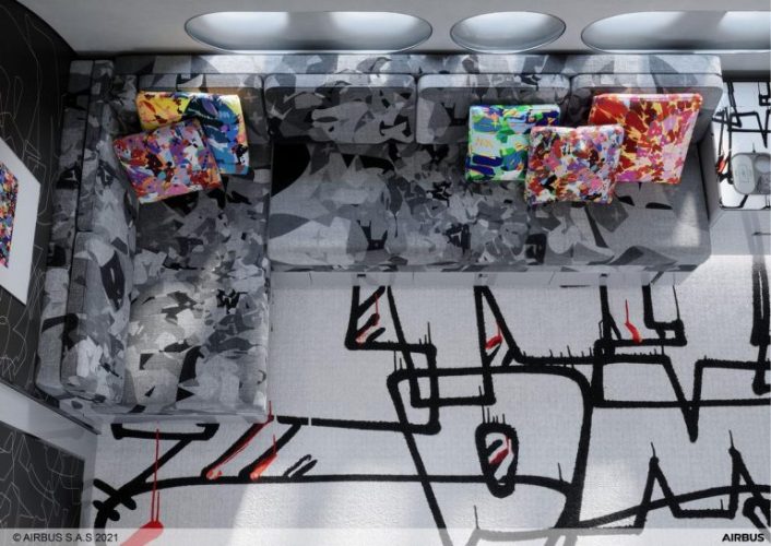 Salpicado de cores, este não é o lar de um influenciador, mas o interior de um jato particular Airbus A220 Salpicado de cores, este não é o lar de um influenciador, mas o interior de um jato particular Airbus A220